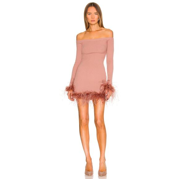 Lovers and Friends Mauve Ellerie Feather Knit Mini Dress Size XS - Picture 1 of 8